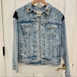 Old Navy Light Blue Denim Jacket with Distressed Accents